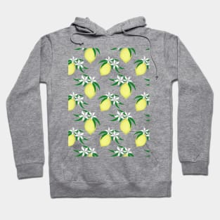 Lemon with flower and leaves. Seamless Floral Pattern Hoodie